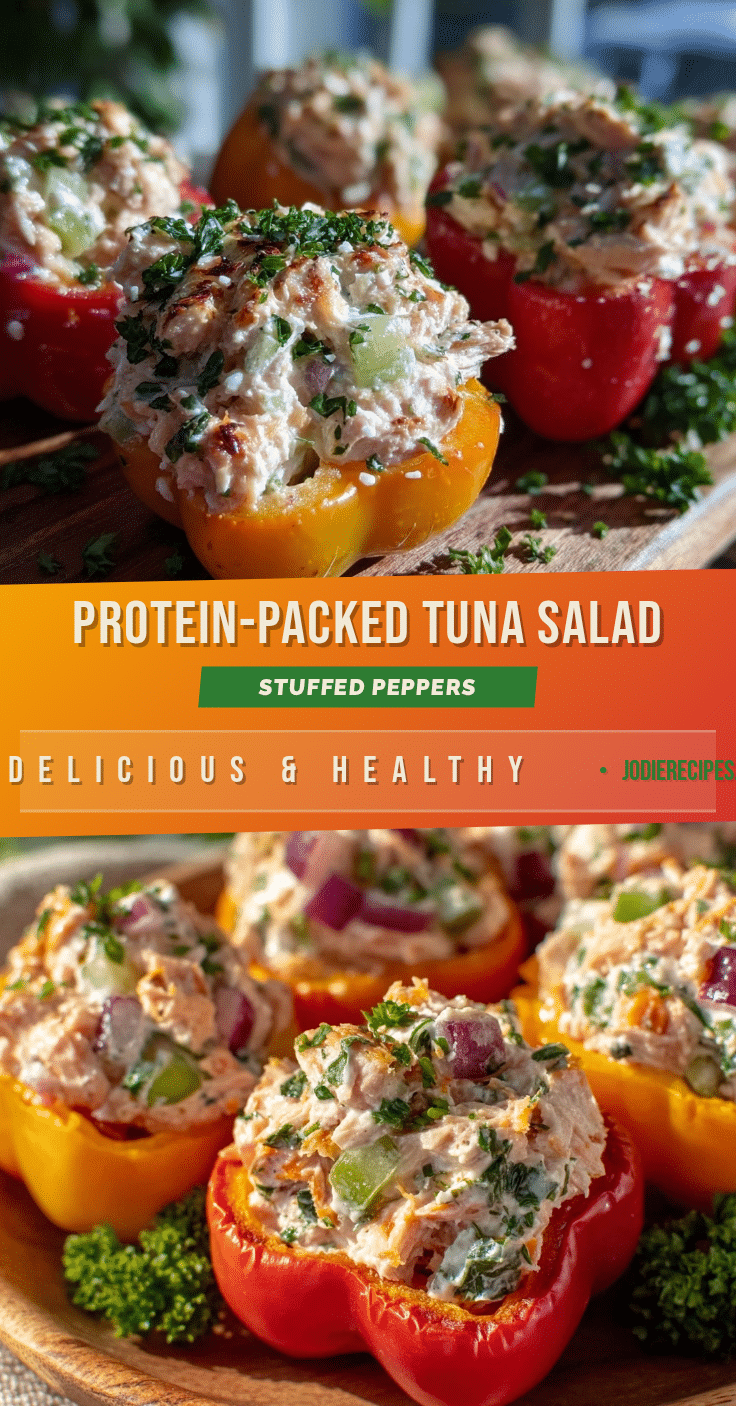 healthy high-protein tuna salad stuffed mini peppers recipe