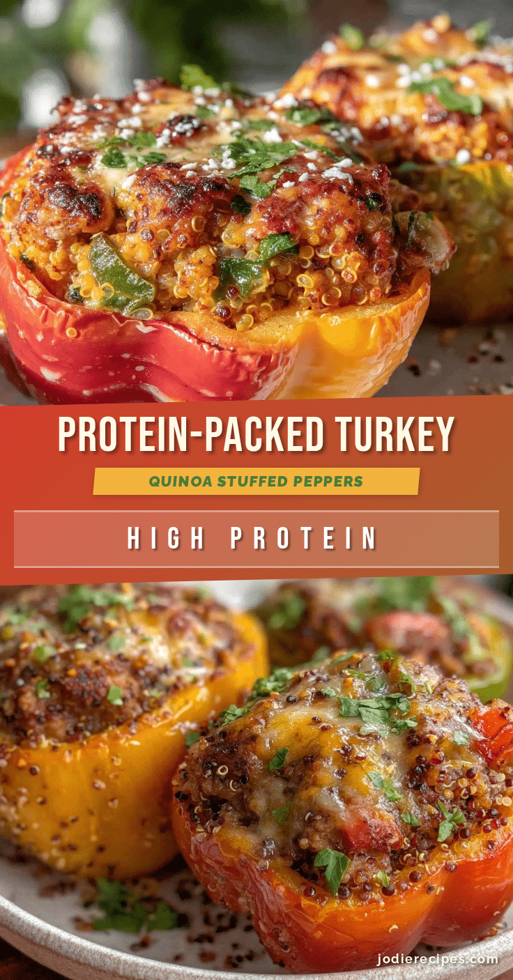 healthy high-protein turkey and quinoa stuffed bell peppers recipe