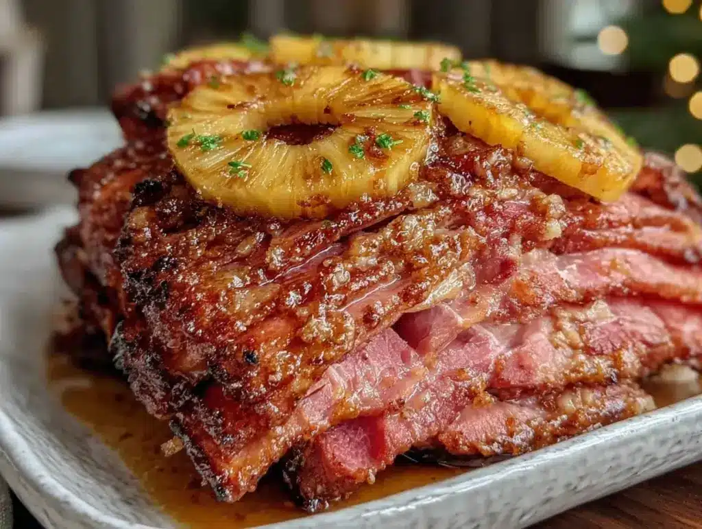 honey bourbon glazed ham - featured image