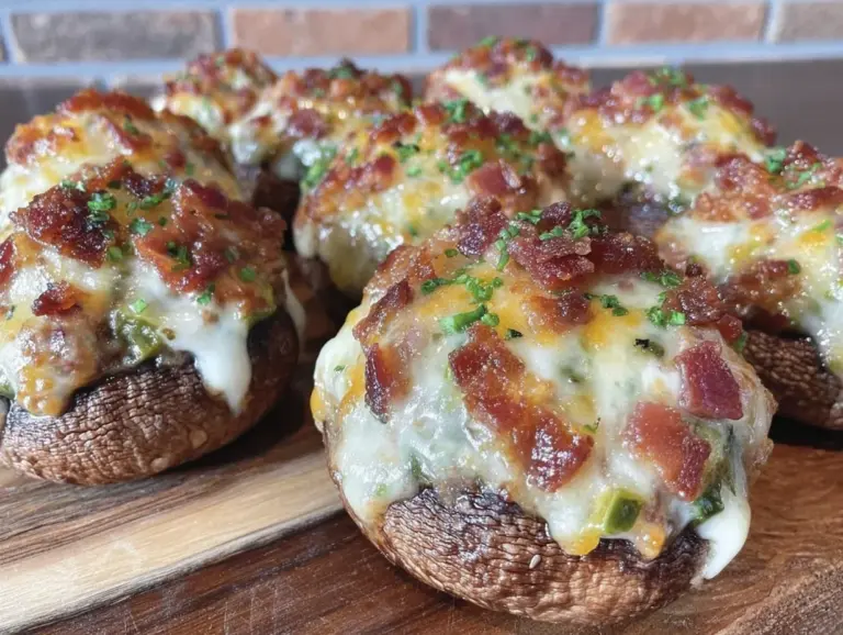 jalapeño popper stuffed mushrooms - featured image