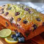 moist blueberry lemon zucchini bread loaf - featured image