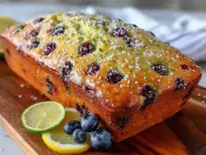 moist blueberry lemon zucchini bread loaf - featured image