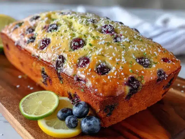 moist blueberry lemon zucchini bread loaf - featured image