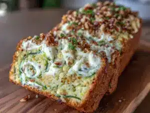 moist zucchini cream cheese swirl bread - featured image