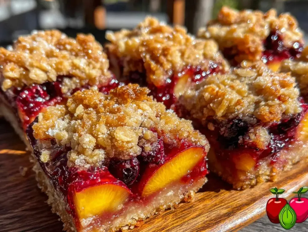 nectarine blueberry crumble bars - featured image