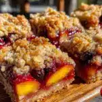 nectarine blueberry crumble bars - featured image