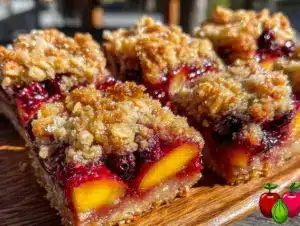 nectarine blueberry crumble bars - featured image