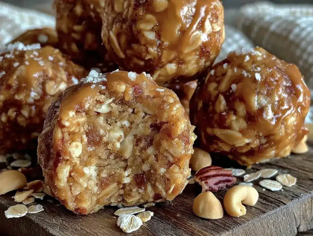 no-bake peanut butter oat energy balls - featured image