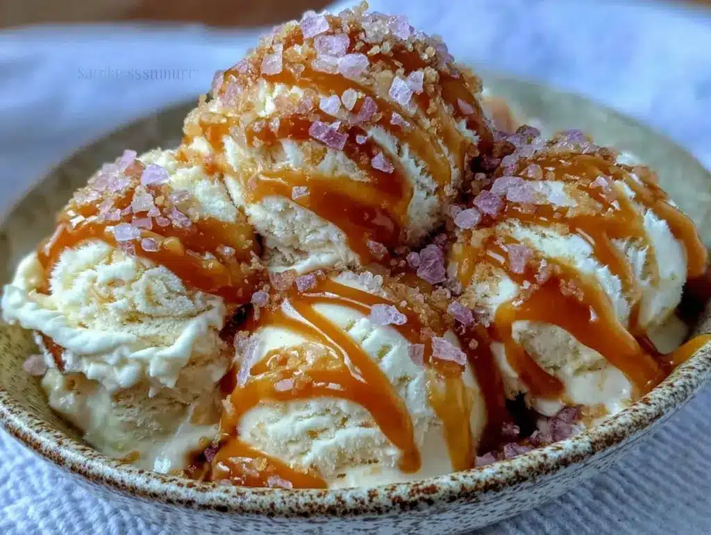 no-churn salted caramel swirl ice cream - featured image