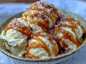 no-churn salted caramel swirl ice cream - featured image