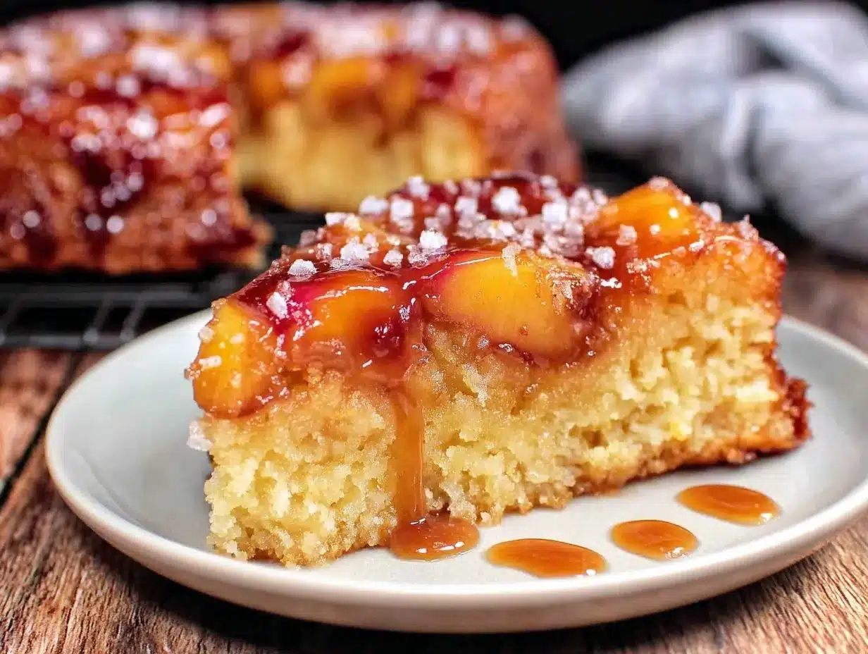 peach bourbon upside-down cake preparation steps