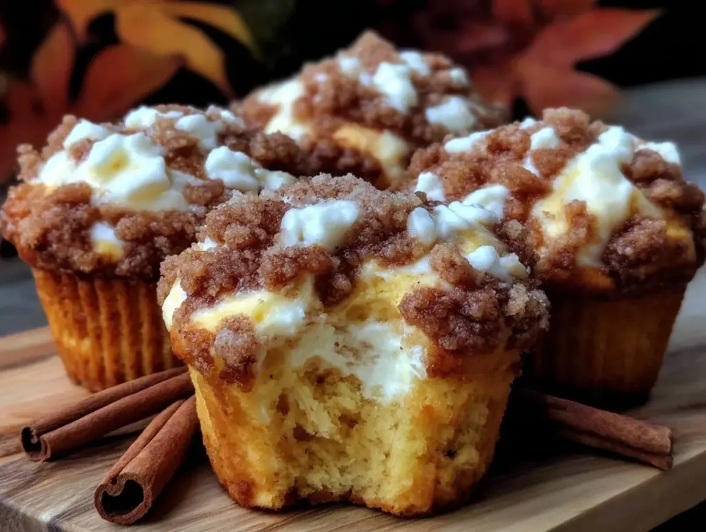 pumpkin cream cheese swirl muffins - featured image