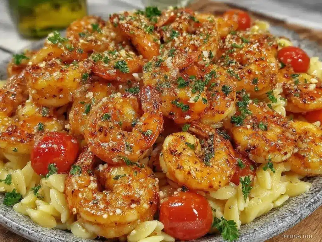 Quick Garlic Butter Shrimp Orzo - featured image