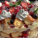 red white and blue berry trifle - featured image