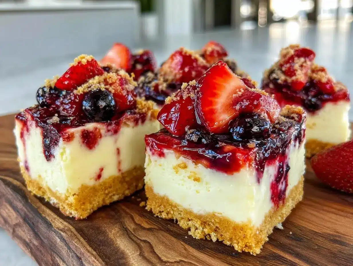 red white blue cheesecake bars preparation steps