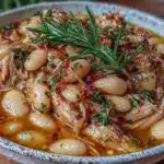 slow cooker white bean and rosemary chicken stew - featured image