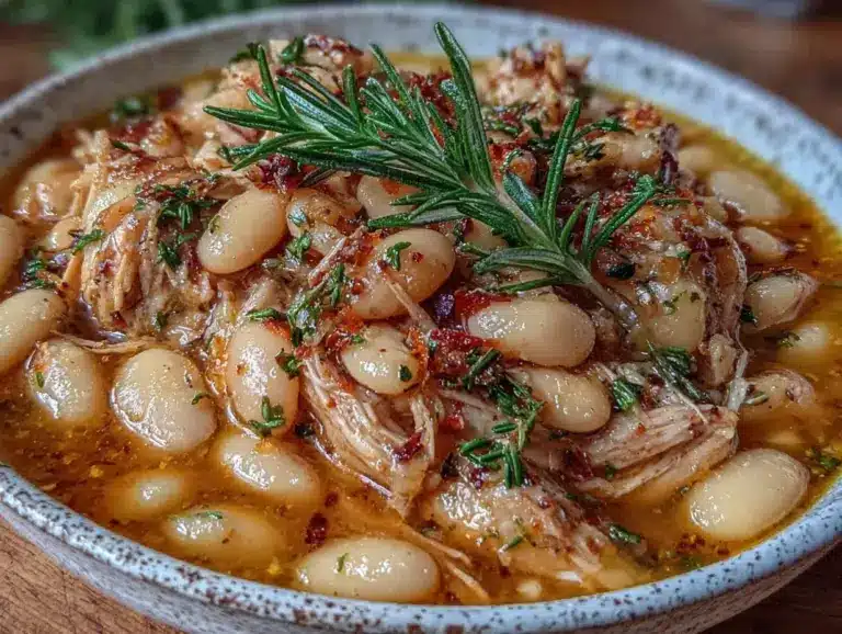slow cooker white bean and rosemary chicken stew - featured image