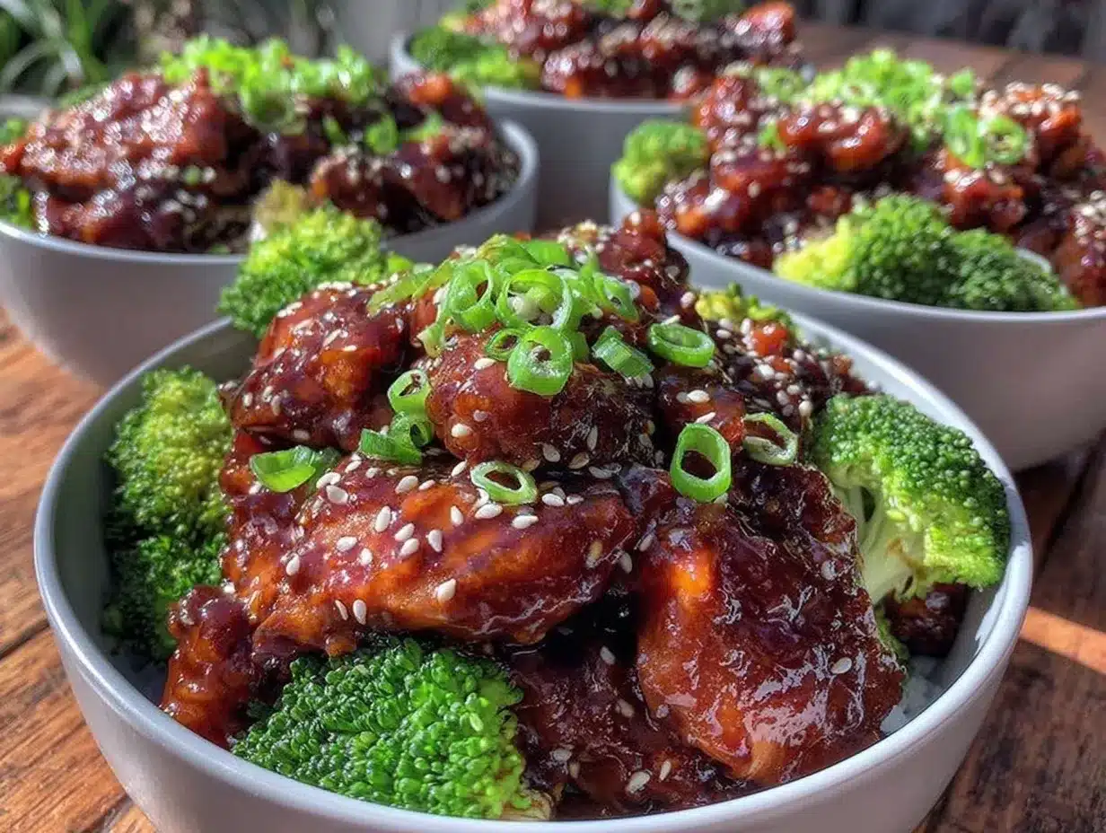 teriyaki chicken and broccoli meal prep bowls preparation steps