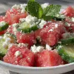 watermelon feta cucumber salad - featured image
