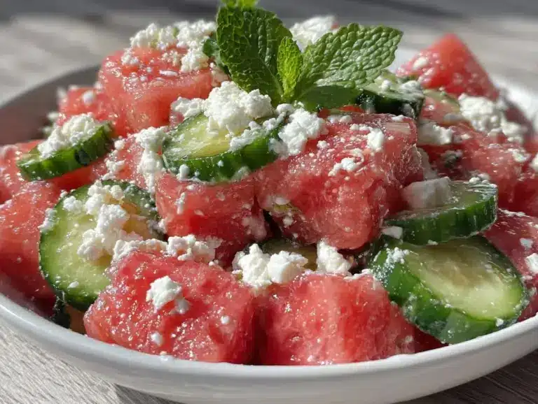 watermelon feta cucumber salad - featured image